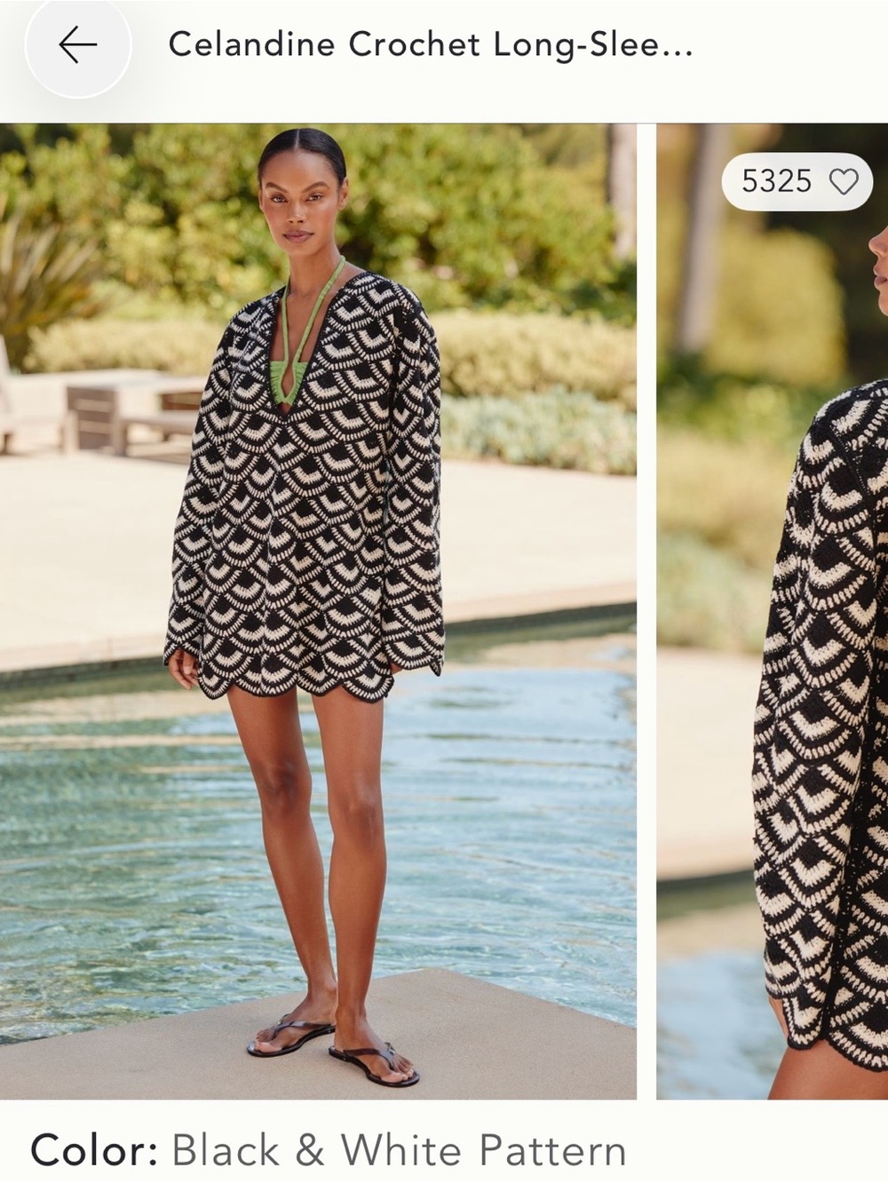 Celandine Crochet Long-Sleeve Kaftan Cover-Up Dress Anthropologie S